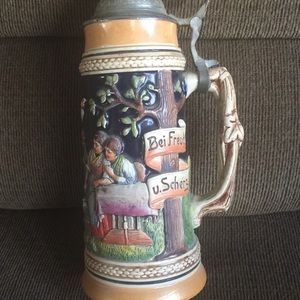 German 1 liter Stein.   12” tall.